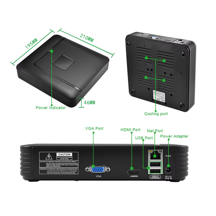 Hamrolte H.265 CCTV NVR Mini Netzwerk-Videorekorder mit 4K, Gesichtserkennung und IE Cloud, Schwarz - Bild 2