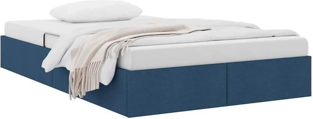 vidaXL Aufbewahrungsbett mit Kopfteil in Blau aus Stoff und Metall, B/T/H: 120 x 200 x 193 cm - Bild 1