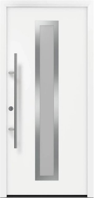 EcoStar Haustür Isopro Secur IPS 700S in Verkehrsweiß mit Glaseinsatz, Material Stahl und Aluminium, RC2 Schutzklasse, B: 110 cm, H: 210 cm, DIN Links - Bild 1