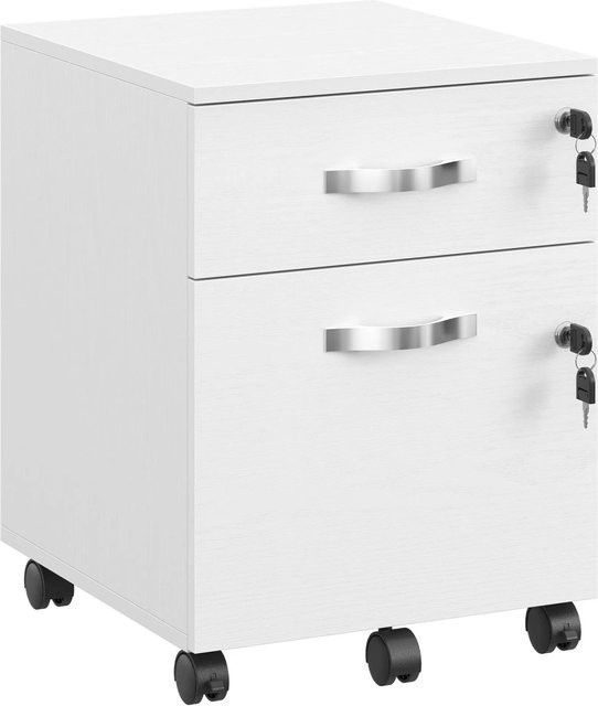 Vasagle Rollcontainer mit 2 Schubladen in Weiß, B/T/H: 54,4 x 43,8 x 40 cm - Bild 1