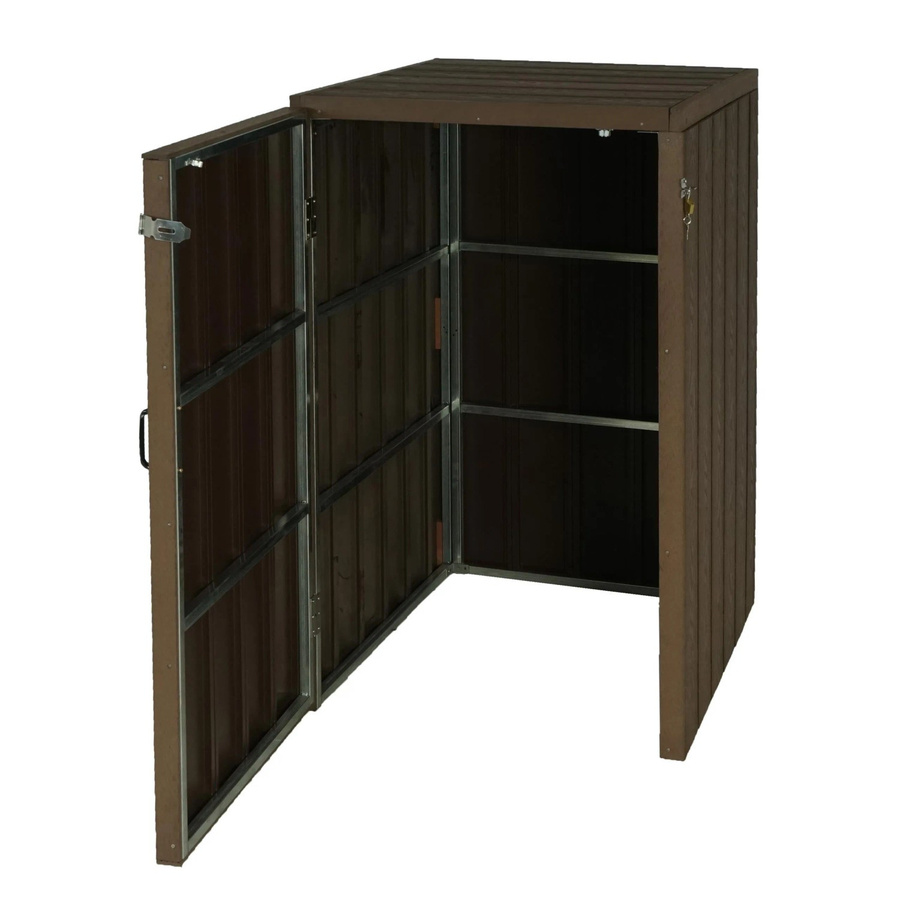 MCW WPC-Mülltonnenverkleidung J28 Premium Mülltonnenbox in Holzoptik, Braun, H x B x T: 105 x 117 x 80 cm - Bild 2