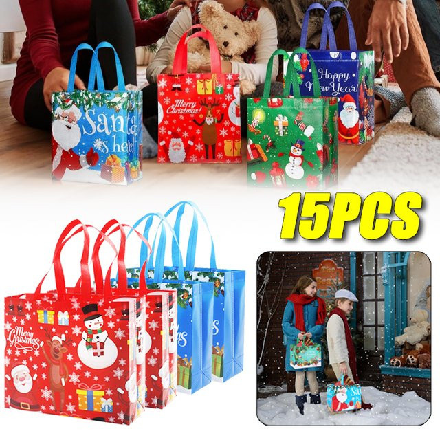 15 Stück Weihnachts Geschenktüten aus Kunststoff in Blau für Kinder und Erwachsene - Bild 1