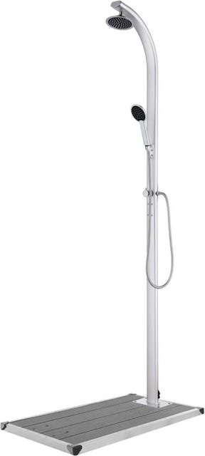vidaXL Gartendusche aus Aluminium mit grauer Bodenplatte, Höhe: 220 cm - Bild 1