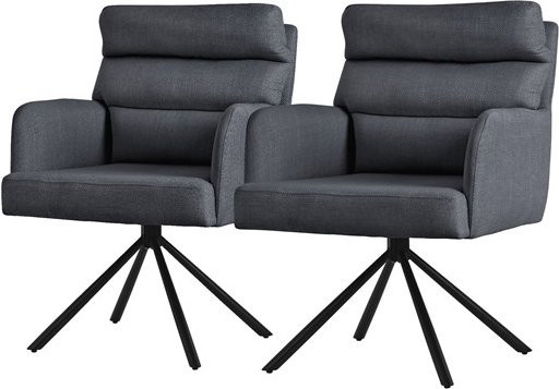 ML-Design Esszimmerstühle 2er Set Anthrazit Drehbar mit Auto-Return Funktion und Polsterung aus Samt - Bild 1