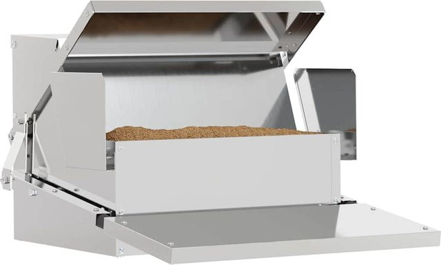 Yiwydaa Hühner-Trittklappen-Futterautomat aus verzinktem Stahl in Silber, B/T/H: 50 x 40 x 29 cm - Bild 1