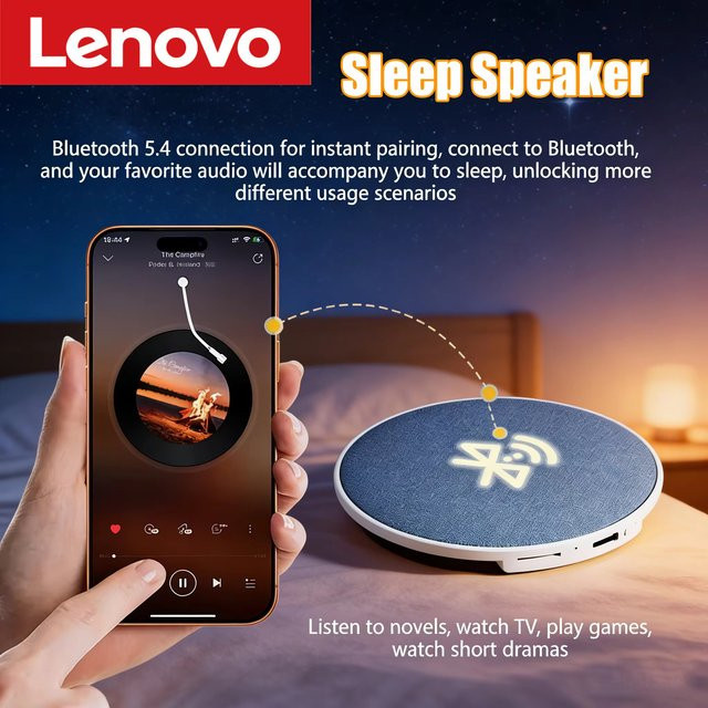 Lenovo Mini-Unterkopfkissen-Schlaf-Lautsprecher mit Bluetooth 5.4 und Hi-Fi Dynamischem Klang in Pink oder Blau - Bild 1