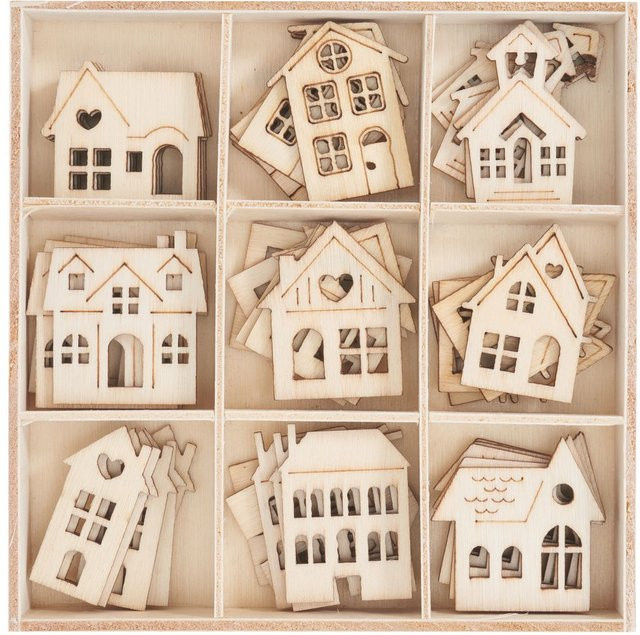 Papermania Holz-Streuteile Häuser aus Sperrholz in Beige - Bild 1