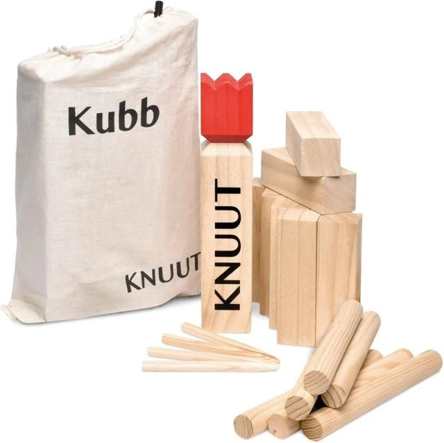 Toyfel Knuut Kubb Wikingerspiel Braun aus Kiefernholz Massivholz Komplettset - Bild 1