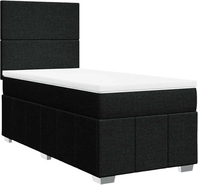 vidaXL Boxspringbett Hybrid mit Matratze und USB-Ladeport, Schwarz, B/T: 80 x 200 cm - Bild 1