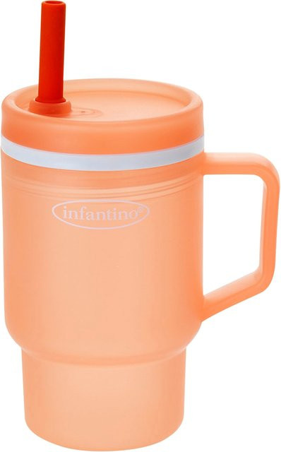 Infantino My 1st Tumbler Trinkflasche mit Strohhalm, Orange, 295 ml - Bild 1