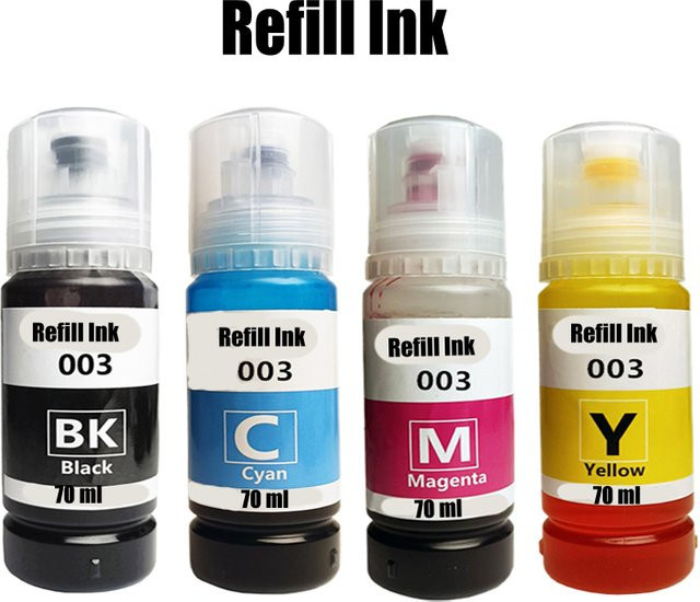 Epson Dye Ink 003 Nachfülltinte für EcoTank Drucker L1110 L1210 L1216 L1250 L1256 L3100 L3101 L3106 L3110 L3210 L3150 L3250 L5190 - Bild 1