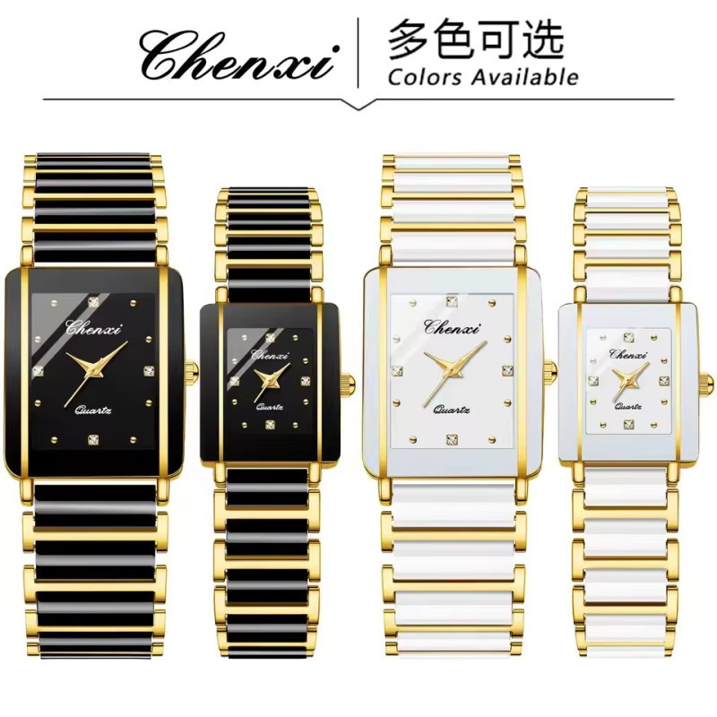 CHENXI Armbanduhr Quarz, Keramik, Gold, Schwarz, Weiß, Unisex - Bild 3