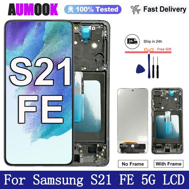 AUMOOK AMOLED-Display mit Touchscreen-Digitizer für Samsung Galaxy S21 FE 5G in Schwarz - Bild 1