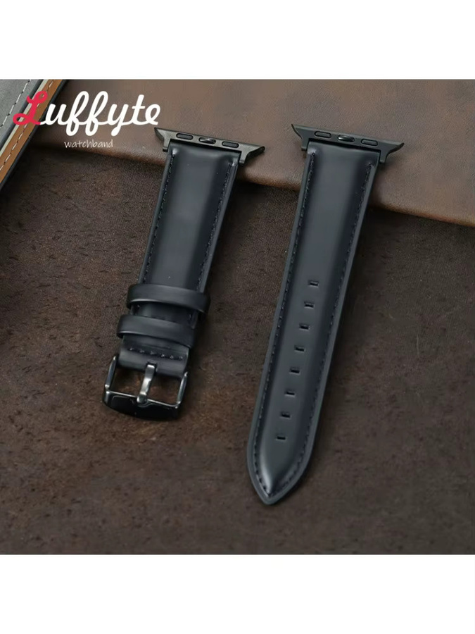 luffyte Uhrenarmband Leder, Schwarz, Unisex - Bild 2