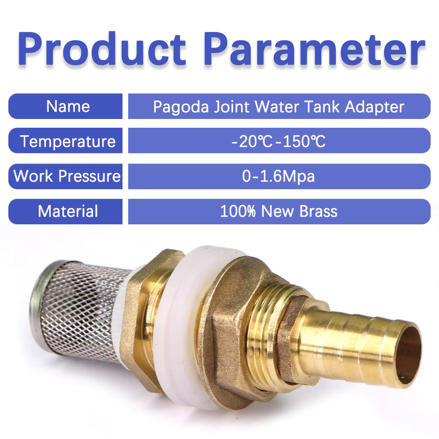 MUCIAKIE Pagode Joint Wassertank Adapter aus Messing mit 304 Edelstahl Filter Bildschirm in Gold und Transparent für Gartenbewässerung und Aquarium, 3/4 Zoll - Bild 2
