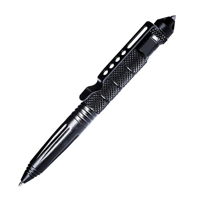 Multifunktionaler taktischer Metallstift in Schwarz für Outdoor, Notfall und Selbstverteidigung mit Glasbrecher und Anti-Slip-Funktion - Bild 3