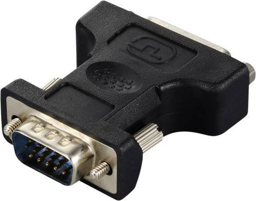 Renkforce RF-6667626 DVI zu VGA Adapter Schwarz mit 1x DVI-Buchse 24+5pol. und 1x VGA-Stecker schraubbar - Bild 1
