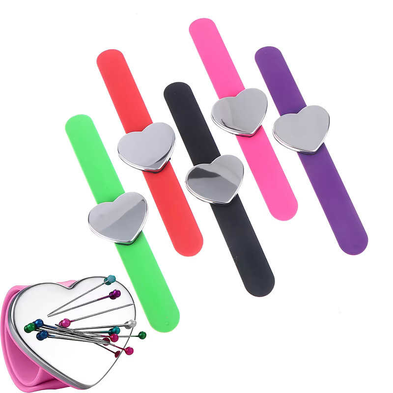 Magnetisches Nadelkissen Armband von Jiauting aus Silikon in Pink für Quilten und Nähen - Bild 2