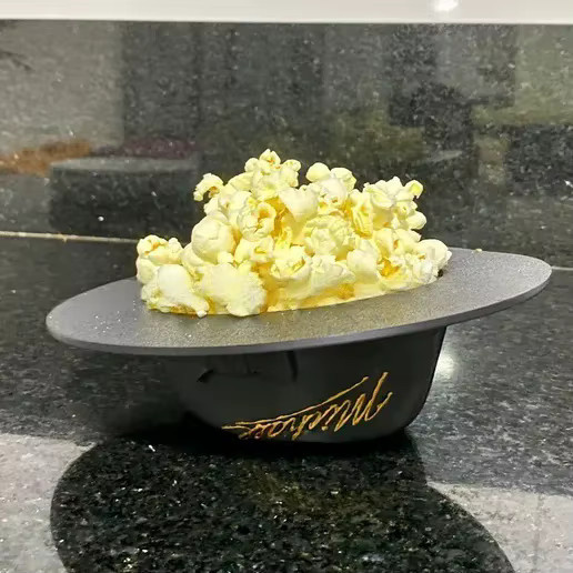 Potdemiel Michael Jackson Popcorn-Eimerhut in Schwarz als 3D-gedruckter Popcorn-Behälter und Partydekoration für Fans - Bild 3