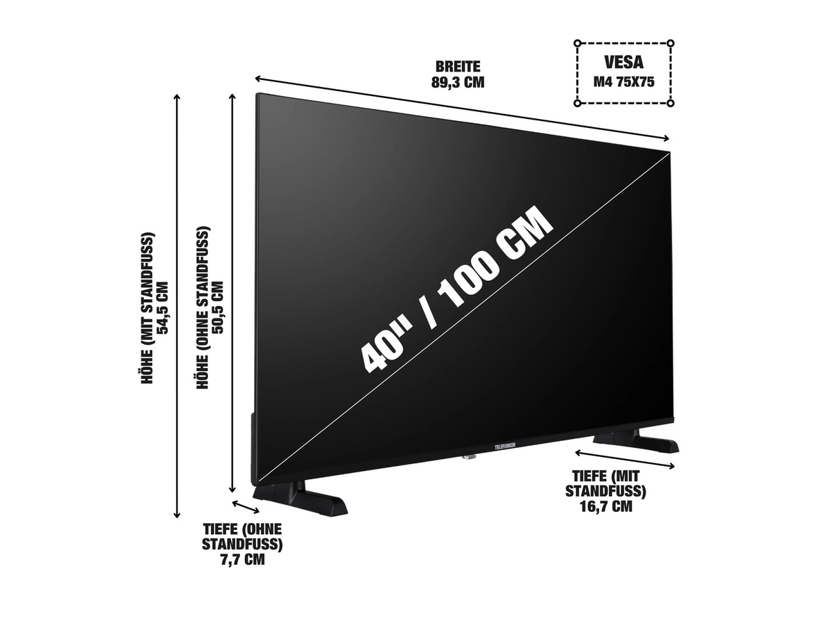 Telefunken XF40P900S LED Fernseher Full HD mit 40 Zoll Bildschirmdiagonale und Triple-Tuner in Schwarz - Bild 2