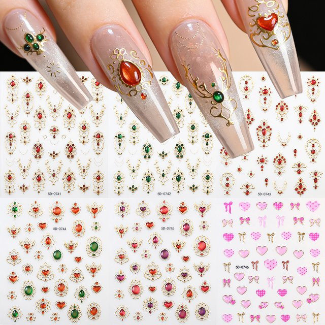 MAGT Nagelkunst-Aufkleber, 5D-Maniküre-Aufkleber, Rot, Glänzend - Bild 1