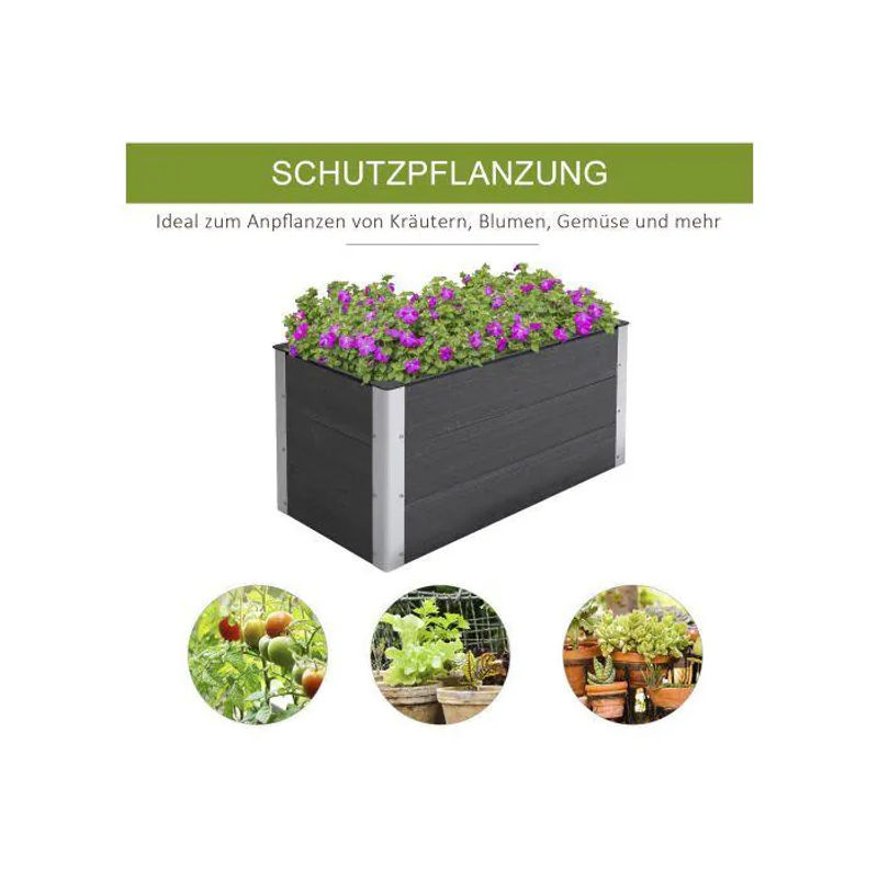 MUVOE Hochbeet Pflanzkasten aus WPC und Aluminium in Grau, B/T/H: 100 x 50 x 50 cm - Bild 4