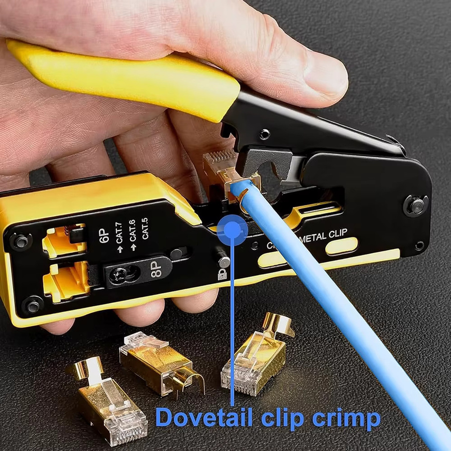 WOZOBUY RJ45 Pass Through Crimpzange All-in-One Drahtwerkzeug mit Stripper und Cutter für Cat7 Cat6 Cat5e Ethernet Modularstecker in Silber - Bild 5