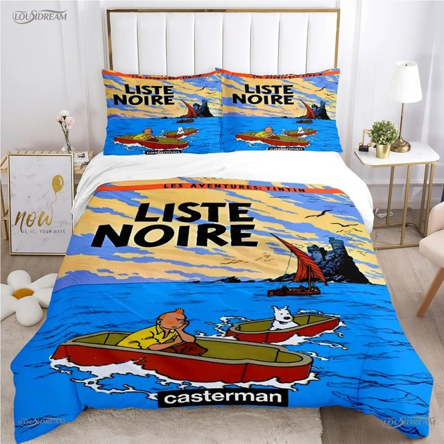 Süße T-Tintines Bettwäsche Set mit Cartoon-Design aus Mikrofaser, Blau, B/H: 200 x 200 cm - Bild 1