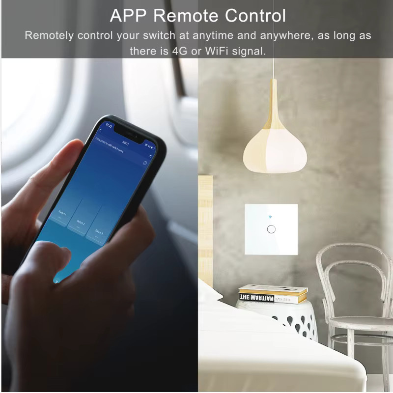 QNCX WLAN Smart Schalter EU Wand-Touch-Schalter ohne Neutralleiter, kompatibel mit Tuya Smart Life, Alexa und Google Home, 1/2/3-fach - Bild 4