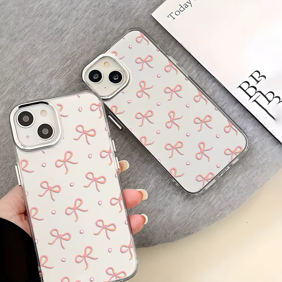 Transparente Handyhülle mit rosa Schleife für iPhone 12 bis iPhone 17 Pro Max, stoßfeste Schutzhülle in Pink - Bild 4