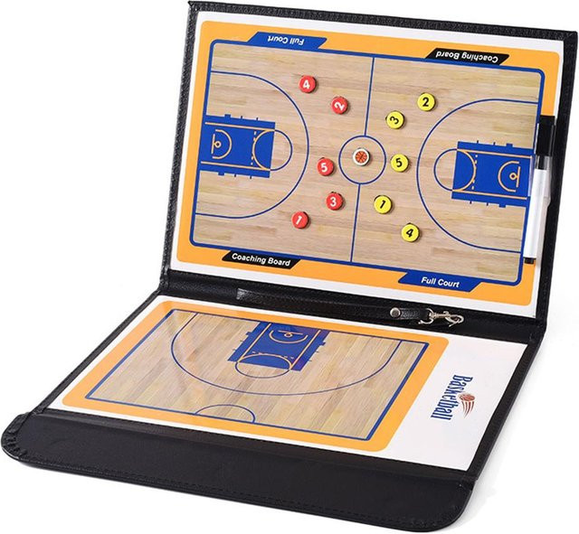 Wosawe Basketball Coaching Board 2,5-fach faltbares Strategie-Klemmbrett mit Whiteboard-Oberfläche und Stift, Mehrfarbig - Bild 1