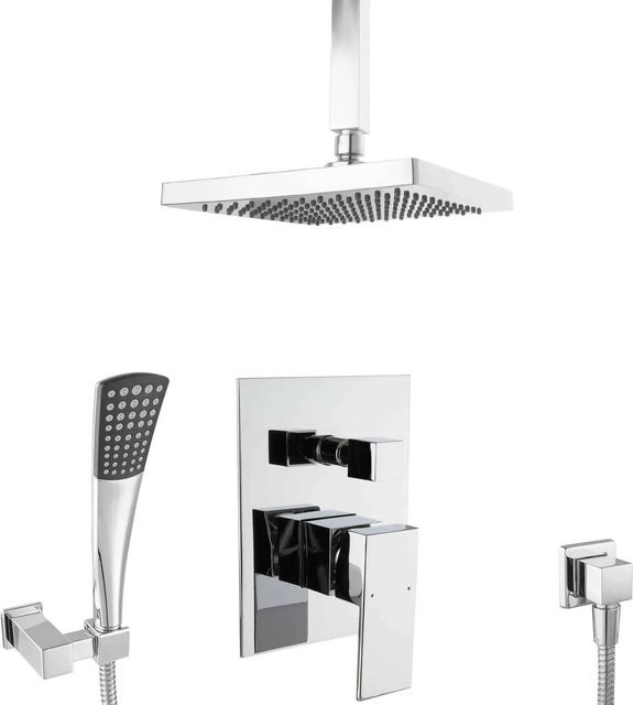 PaulGurkes Unterputz Duschsystem mit Deckenmontage und Handbrause in Chrom - Bild 1