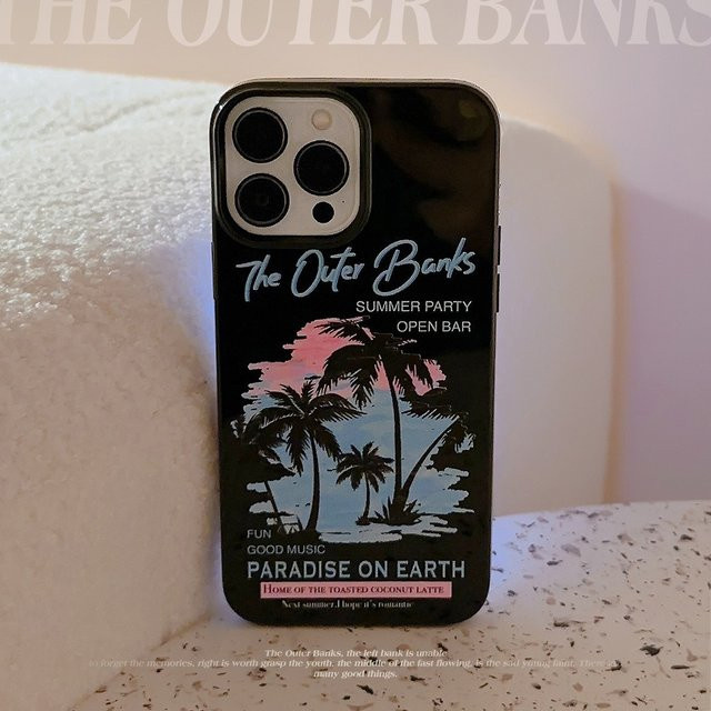 INS Retro California Sunset Beach Luck Handyhülle für iPhone 11 bis 16 Pro Max in Schwarz und Multicolour - Bild 1