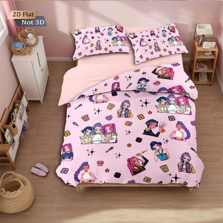 3-teiliges Bettwäsche-Set K-Pop Dämonenjäger mit kernloser Daunendecke und Bettbezug, weiche Schlafzimmer Dekoration, maschinenwaschbar, B/T/H: 135 x 200 cm - Bild 3