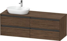 Duravit Waschtischunterschrank Ketho.2 in Nachtdunkelgrau, wandhängend mit 4 Schubladen, Breite: 160 cm, Tiefe: 55 cm, Höhe: 56,8 cm - Bild 1