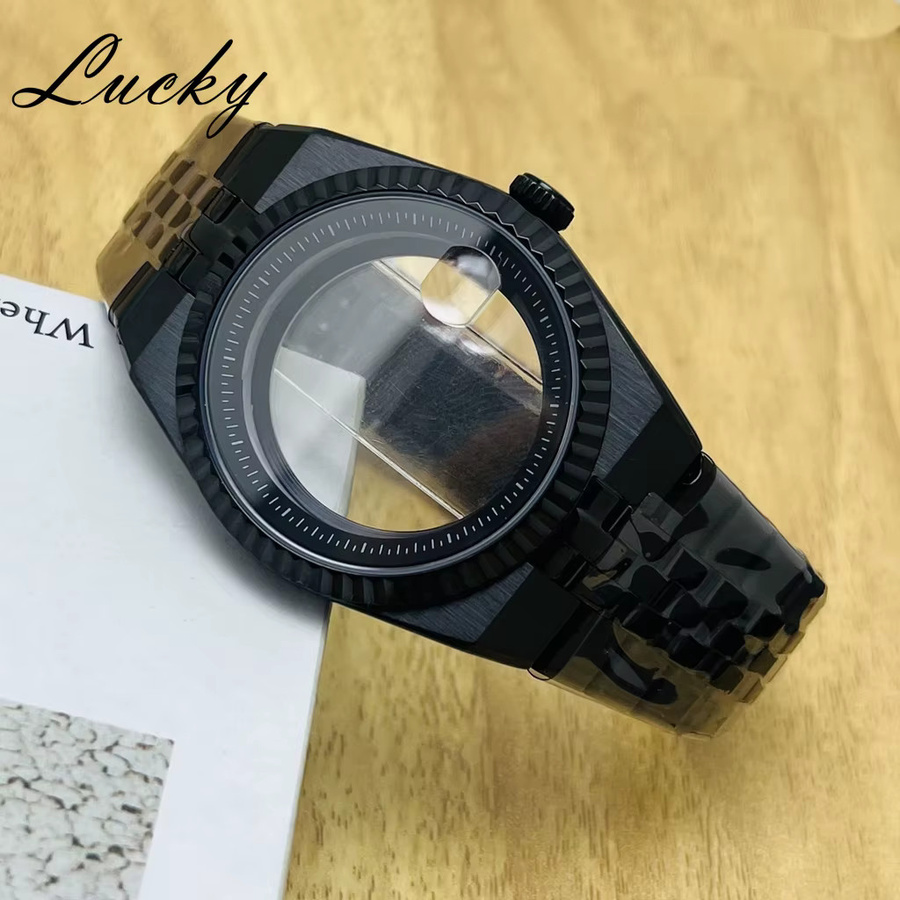 MUZHI Uhrengehäuse mit Armband, Edelstahl, Schwarz, 40 mm, Unisex - Bild 2