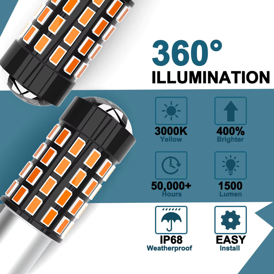AENVTOL 2er Set Canbus BAY9S H21W LED Rückfahrlicht und Blinker für Audi A3 8V, Mercedes Benz W210 W211 und VW Passat B6 Touran 1T2 - Bild 2