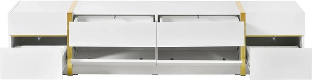 okwish TV Ständer in Weiß mit Hochglanz Finish und Goldkanten, B/T/H: 180 x 40 x 38 cm - Bild 1