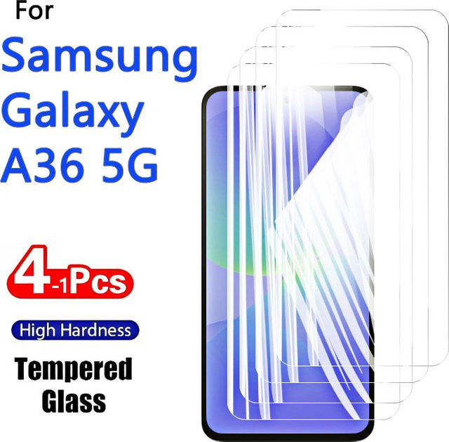 Samsung Galaxy A36 5G Displayschutzfolie aus gehärtetem Glas, 6,7 Zoll, transparent/schwarz, kratzfest und HD-klar - Bild 1