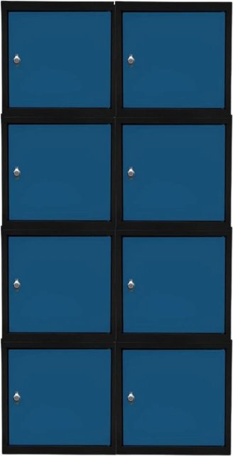PROREGAL Blocky Schließfachwürfel Set mit 8 Einheiten und Drehriegelschloss für Vorhängeschlösser, Anthrazitgrau-Enzianblau, B/T/H: 40 x 40 x 40 cm - Bild 1