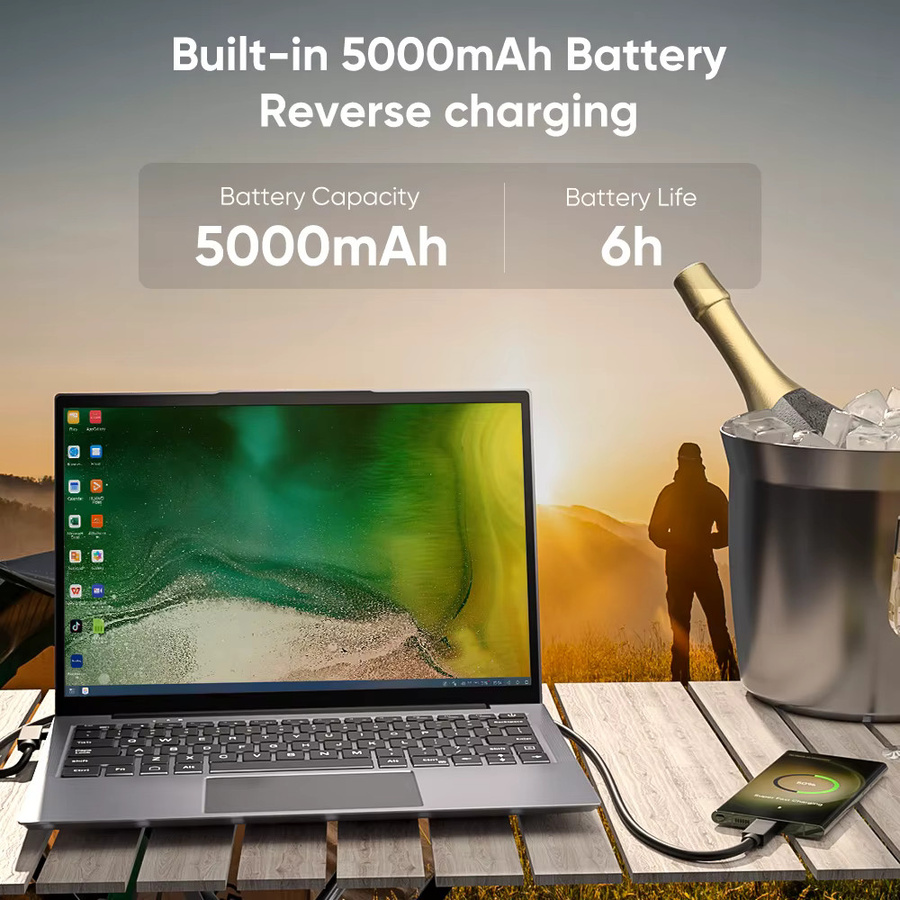 Dopesplay 14,1 Zoll tragbarer Lapdock-Monitor mit Tastatur und Akku, 1080P Full HD IPS Display, 60 Hz für Laptop, Steam Deck, Mac und Smartphone - Bild 2