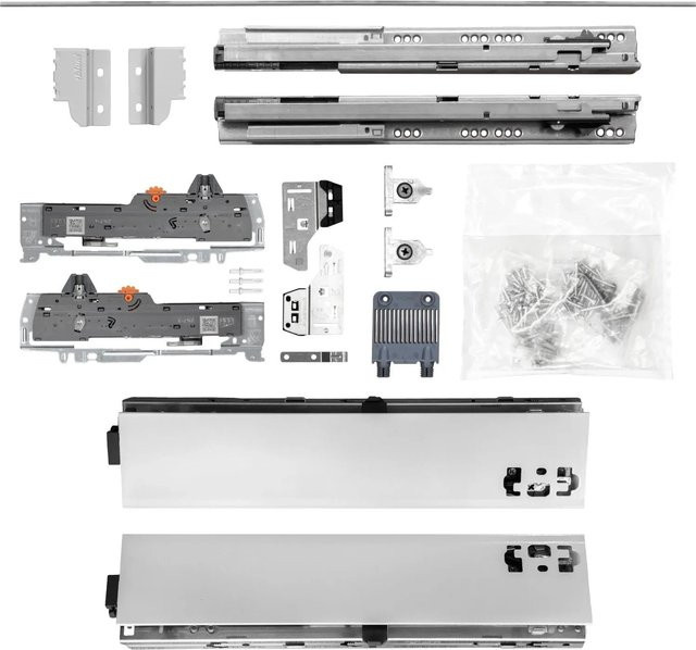 Blum Tandem Schubladenschienen Set mit Soft-Close, Grau, NL 600 mm, Zargenhöhe 83 mm, Tragkraft 65 kg - Bild 1