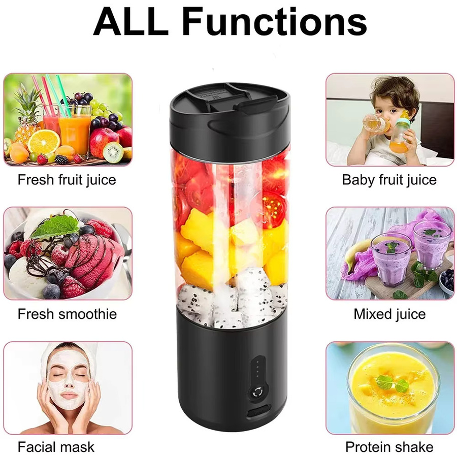 Tragbarer Mixer in Schwarz aus Kunststoff für Smoothies und Shakes mit USB-Ladefunktion - Bild 2