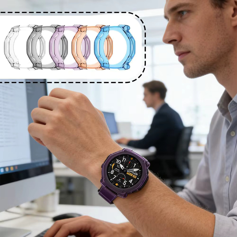 Amazfit Uhrengehäuseschutz, TPU-Silikon, Schwarz - Bild 3