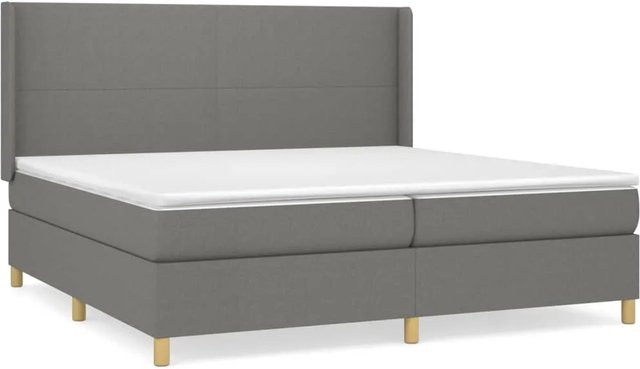vidaXL Boxspringbett Hybrid mit Matratze Dunkelgrau B/T/H: 200 x 200 x 118 cm - Bild 1