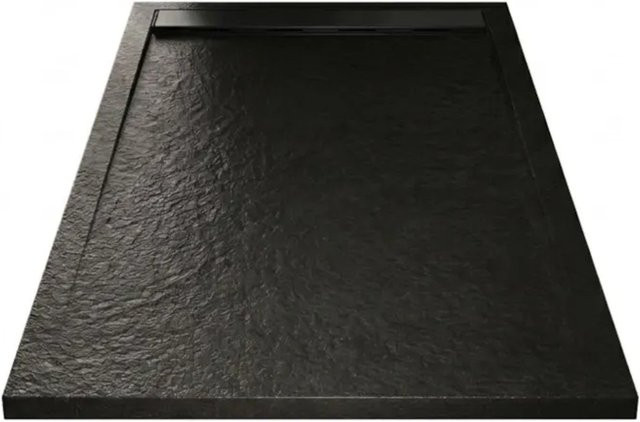 Mirlo Duschwanne Ribera aus Mineralguss extra flach, Schwarz, B: 90 cm, T: 100 cm - Bild 1
