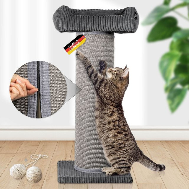 Lycce Kratzbaum FRIEDA XXL Kratztonne mit austauschbaren Sisal-Matten und waschbarem Cord-Bezug - Bild 1