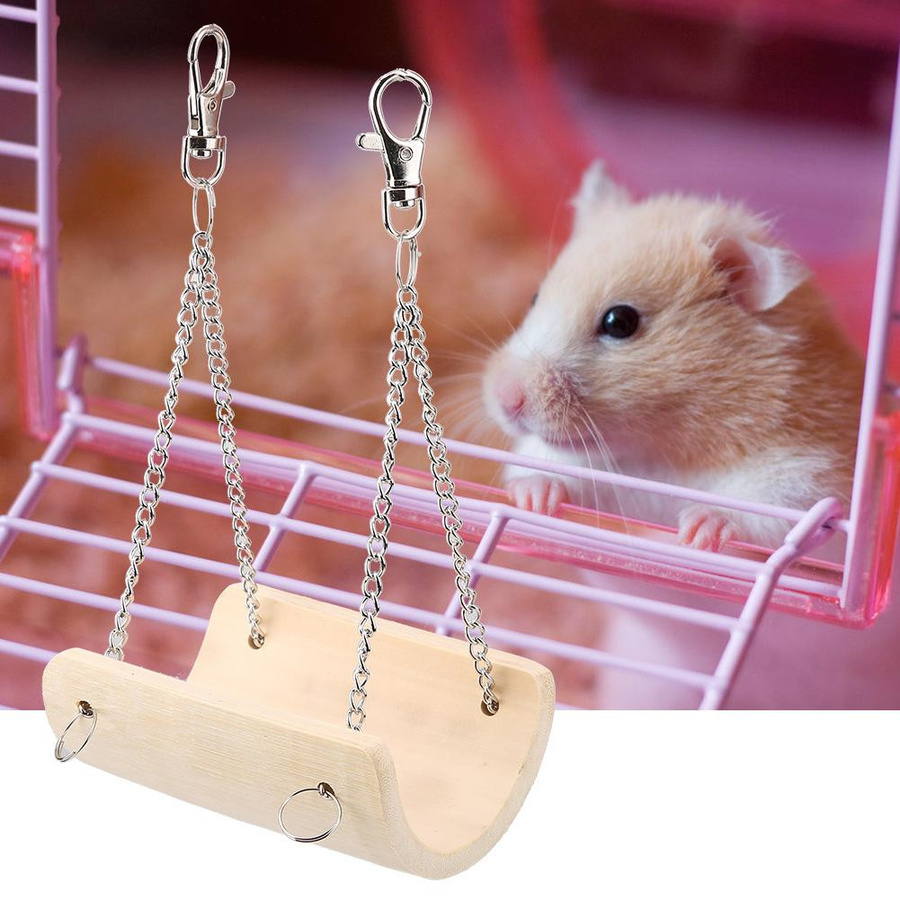 Holz Schaukel für Hamster und kleine Haustiere als hängendes Spielzeug für den Käfig - Bild 2