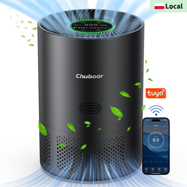 Chuboor Luftreiniger mit H13-HEPA-Filter für 40 m², Schwarz, CADR 185 m³/h - Bild 1