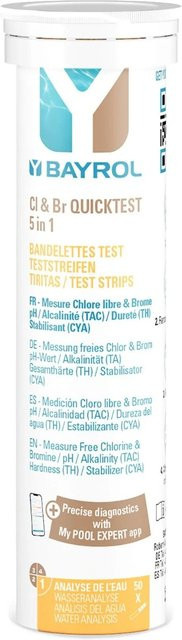 Bayrol QuickTest 50 Teststreifen zur Messung von Chlor, pH-Wert, Alkalinität und Cyanursäure in Multicolour - Bild 1